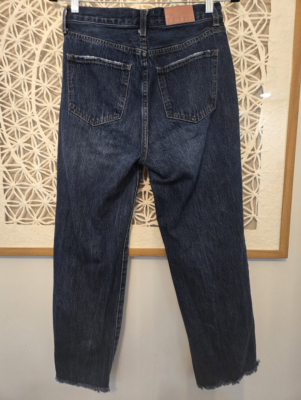 Pistola Cassie High Rise Straight Leg Cropped Distressed Jeans 26 Dark Wash - Picture 8 of 13